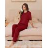 imageEkouaer Cotton Pajamas Sets for Women Soft Contrast Piping Lounge Set 2 Piece Short Sleeve Pj Set with PocketsRed
