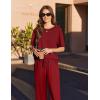 imageEkouaer Cotton Pajamas Sets for Women Soft Contrast Piping Lounge Set 2 Piece Short Sleeve Pj Set with PocketsRed