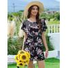 imageEkouaer Pajama Set for Women 2 Piece Lounge Set Short Sleeve Pjs Tops and Shorts Soft Sleepwear SXXLBlack Big Flowers