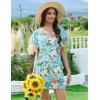 imageEkouaer Pajama Set for Women 2 Piece Lounge Set Short Sleeve Pjs Tops and Shorts Soft Sleepwear SXXLGreen Flowers