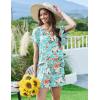 imageEkouaer Pajama Set for Women 2 Piece Lounge Set Short Sleeve Pjs Tops and Shorts Soft Sleepwear SXXLGreen Flowers