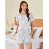 imageEkouaer Pajama Set for Women 2 Piece Lounge Set Short Sleeve Pjs Tops and Shorts Soft Sleepwear SXXLLight Gary Stars