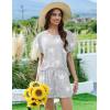 imageEkouaer Pajama Set for Women 2 Piece Lounge Set Short Sleeve Pjs Tops and Shorts Soft Sleepwear SXXLLight Gary Stars