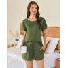 imageEkouaer Pajama Set for Women 2 Piece Lounge Set Short Sleeve Pjs Tops and Shorts Soft Sleepwear SXXLSolidarmy Green