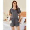 imageEkouaer Pajama Set for Women 2 Piece Lounge Set Short Sleeve Pjs Tops and Shorts Soft Sleepwear SXXLSoliddark Grey