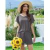 imageEkouaer Pajama Set for Women 2 Piece Lounge Set Short Sleeve Pjs Tops and Shorts Soft Sleepwear SXXLSoliddark Grey