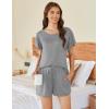 imageEkouaer Pajama Set for Women 2 Piece Lounge Set Short Sleeve Pjs Tops and Shorts Soft Sleepwear SXXLSolidlight Grey