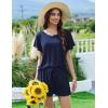 imageEkouaer Pajama Set for Women 2 Piece Lounge Set Short Sleeve Pjs Tops and Shorts Soft Sleepwear SXXLSolidnavy