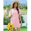 imageEkouaer Pajama Set for Women 2 Piece Lounge Set Short Sleeve Pjs Tops and Shorts Soft Sleepwear SXXLSolidpink