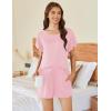 imageEkouaer Pajama Set for Women 2 Piece Lounge Set Short Sleeve Pjs Tops and Shorts Soft Sleepwear SXXLSolidpink