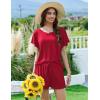 imageEkouaer Pajama Set for Women 2 Piece Lounge Set Short Sleeve Pjs Tops and Shorts Soft Sleepwear SXXLSolidred