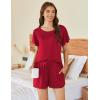 imageEkouaer Pajama Set for Women 2 Piece Lounge Set Short Sleeve Pjs Tops and Shorts Soft Sleepwear SXXLSolidred