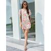 imageEkouaer Pajama Set for Women 2 Piece Lounge Set Short Sleeve Pjs Tops and Shorts Soft Sleepwear SXXLWhitePink Floral