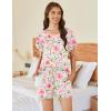imageEkouaer Pajama Set for Women 2 Piece Lounge Set Short Sleeve Pjs Tops and Shorts Soft Sleepwear SXXLWhitePink Floral