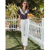 imageEkouaer Pajamas for Women Set Button Up Pjs Short Sleeve Ruffle Sleepwear Notch Collar Bride Soft Pj Lounge Sets SXXLFlamingo