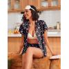 imageEkouaer Pajamas for Women Set Button Up Pjs Short Sleeve Ruffle Sleepwear Notch Collar Bride Soft Pj Lounge Sets SXXLFlamingo