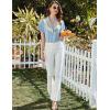 imageEkouaer Pajamas for Women Set Button Up Pjs Short Sleeve Ruffle Sleepwear Notch Collar Bride Soft Pj Lounge Sets SXXLLight Blue