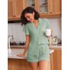 imageEkouaer Pajamas for Women Set Button Up Pjs Short Sleeve Ruffle Sleepwear Notch Collar Bride Soft Pj Lounge Sets SXXLLight Green