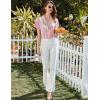 imageEkouaer Pajamas for Women Set Button Up Pjs Short Sleeve Ruffle Sleepwear Notch Collar Bride Soft Pj Lounge Sets SXXLLight Pink