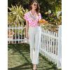 imageEkouaer Pajamas for Women Set Button Up Pjs Short Sleeve Ruffle Sleepwear Notch Collar Bride Soft Pj Lounge Sets SXXLPink Bow Tie