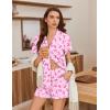 imageEkouaer Pajamas for Women Set Button Up Pjs Short Sleeve Ruffle Sleepwear Notch Collar Bride Soft Pj Lounge Sets SXXLPink Bow Tie