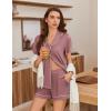 imageEkouaer Pajamas for Women Set Button Up Pjs Short Sleeve Ruffle Sleepwear Notch Collar Bride Soft Pj Lounge Sets SXXLTaro Purple