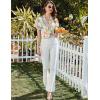 imageEkouaer Pajamas for Women Set Button Up Pjs Short Sleeve Ruffle Sleepwear Notch Collar Bride Soft Pj Lounge Sets SXXLTropical Print