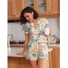 imageEkouaer Pajamas for Women Set Button Up Pjs Short Sleeve Ruffle Sleepwear Notch Collar Bride Soft Pj Lounge Sets SXXLTropical Print