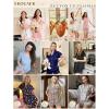 imageEkouaer Pajamas for Women Set Button Up Pjs Short Sleeve Ruffle Sleepwear Notch Collar Bride Soft Pj Lounge Sets SXXLTropical Print