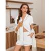 imageEkouaer Pajamas for Women Set Button Up Pjs Short Sleeve Ruffle Sleepwear Notch Collar Bride Soft Pj Lounge Sets SXXLWhite