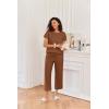 imageEkouaer Womens 2 Piece Outfits Sweatsuits Casual Pullover Cap Sleeve Tops and Wide Leg Sweatpant Lounge Sets Tracksuit SetBrown