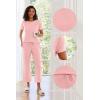 imageEkouaer Womens 2 Piece Outfits Sweatsuits Casual Pullover Cap Sleeve Tops and Wide Leg Sweatpant Lounge Sets Tracksuit SetLight Pink