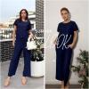 imageEkouaer Womens 2 Piece Outfits Sweatsuits Casual Pullover Cap Sleeve Tops and Wide Leg Sweatpant Lounge Sets Tracksuit SetNavy Blue