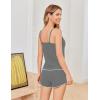 imageEkouaer Womens Cami Pajama Sets 2 Piece Ribbed Knit PJs Soft Lingerie Sleeveless Tank Top and Shorts Camisole Lounge SetLight Grey