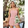 imageEkouaer Womens Cami Pajama Sets 2 Piece Ribbed Knit PJs Soft Lingerie Sleeveless Tank Top and Shorts Camisole Lounge SetLight Pink