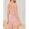 imageEkouaer Womens Cami Pajama Sets 2 Piece Ribbed Knit PJs Soft Lingerie Sleeveless Tank Top and Shorts Camisole Lounge SetLight Pink