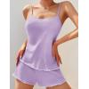 imageEkouaer Womens Cami Pajama Sets 2 Piece Ribbed Knit PJs Soft Lingerie Sleeveless Tank Top and Shorts Camisole Lounge SetLilac