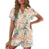 imageEkouaer Pajamas for Women Set Button Up Pjs Short Sleeve Ruffle Sleepwear Notch Collar Bride Soft Pj Lounge Sets SXXLTropical Print