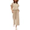 imageEkouaer Womens 2 Piece Outfits Sweatsuits Casual Pullover Cap Sleeve Tops and Wide Leg Sweatpant Lounge Sets Tracksuit SetGrey