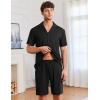 imageEkouaer Mens Pajamas Set Short Sleeve Sleepwear Button Down Soft Loungewear 2 Piece Pj Shorts Sets with PocketsBlack