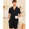imageEkouaer Mens Pajamas Set Short Sleeve Sleepwear Button Down Soft Loungewear 2 Piece Pj Shorts Sets with PocketsBlack
