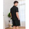 imageEkouaer Mens Pajamas Set Short Sleeve Sleepwear Button Down Soft Loungewear 2 Piece Pj Shorts Sets with PocketsBlack