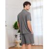 imageEkouaer Mens Pajamas Set Short Sleeve Sleepwear Button Down Soft Loungewear 2 Piece Pj Shorts Sets with PocketsDark Grey