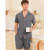imageEkouaer Mens Pajamas Set Short Sleeve Sleepwear Button Down Soft Loungewear 2 Piece Pj Shorts Sets with PocketsDark Grey