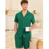 imageEkouaer Mens Pajamas Set Short Sleeve Sleepwear Button Down Soft Loungewear 2 Piece Pj Shorts Sets with PocketsGreen
