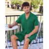 imageEkouaer Mens Pajamas Set Short Sleeve Sleepwear Button Down Soft Loungewear 2 Piece Pj Shorts Sets with PocketsGreen