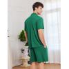 imageEkouaer Mens Pajamas Set Short Sleeve Sleepwear Button Down Soft Loungewear 2 Piece Pj Shorts Sets with PocketsGreen