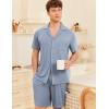 imageEkouaer Mens Pajamas Set Short Sleeve Sleepwear Button Down Soft Loungewear 2 Piece Pj Shorts Sets with PocketsGrey Blue