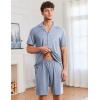 imageEkouaer Mens Pajamas Set Short Sleeve Sleepwear Button Down Soft Loungewear 2 Piece Pj Shorts Sets with PocketsGrey Blue