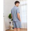 imageEkouaer Mens Pajamas Set Short Sleeve Sleepwear Button Down Soft Loungewear 2 Piece Pj Shorts Sets with PocketsGrey Blue